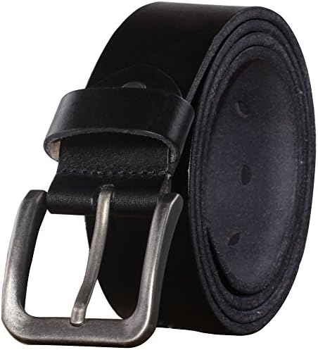 PAZARO Mens Super Soft Top Grain 100% Leather Belt, Black 006, Belt 39 inch (Waist 35-38 inch)