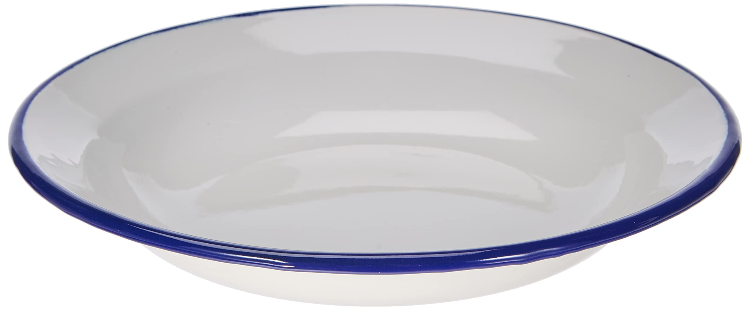 KRÜGER Karl Husum 24 cm Deep Plate Steel, White with Blue Rim