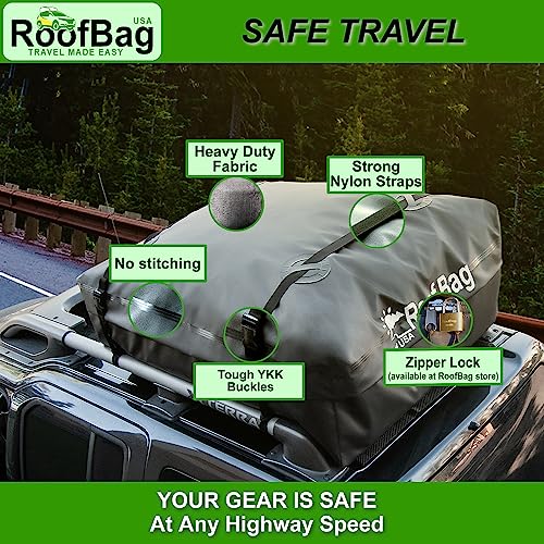 RoofBag Car Rooftop Cargo Carrier 13 Cubic, Waterproof Roof Bag Top Luggage Storage Carriers for
