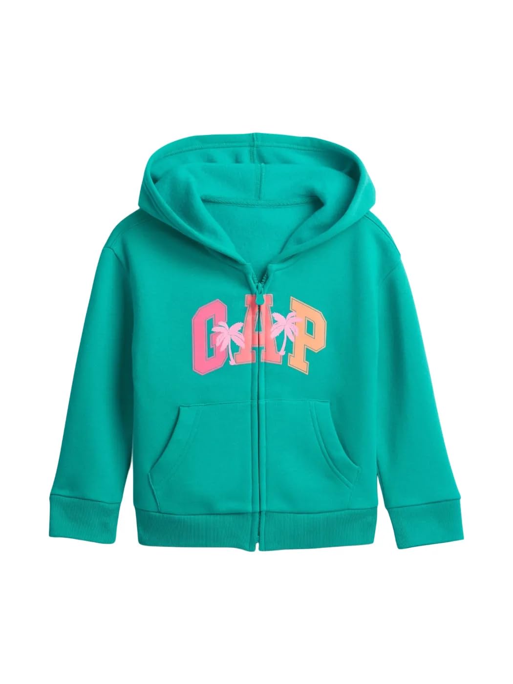 Photo 1 of GAP baby-girls Logo Hoodie Hooded Full Zip Sweatshirt Green Mirage 4YRS