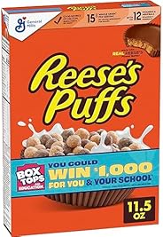 REESE’S PUFFS Chocolatey Peanut Butter Cereal, Kid Breakfast Cereal, 11.5 oz