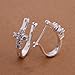 Fashion Women 925 Silver Stud Earings U With Zircon Cross