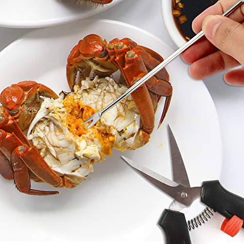 Buthneil Pack of 14 Seafood Tool Kit Set including 6 Lobster Crab Crackers and 8 Forks