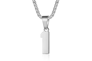 SUSOOK Number Necklace for Boy Black Athletes Number Stainless Steel Chain 00-99 Number Charm Pendant Personalized Sports Jewelry for Men Basketball Baseball Football