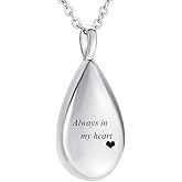 Engraved Teardrop Urn Necklace for Ashes Simple Cremation Urn Necklace Keepsakes Memorial Jewelry for Women Gift Cremation Jewelry for Loved One