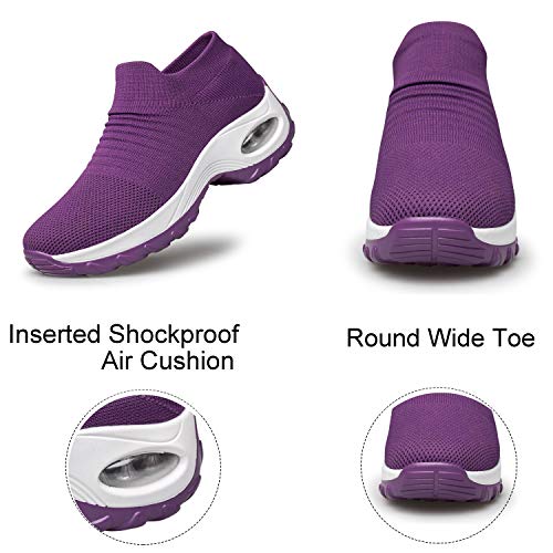 Women's Tennis Shoes Lightweight Walking Shoes Slip on Mesh Air Cushion Athletic Shoes Work