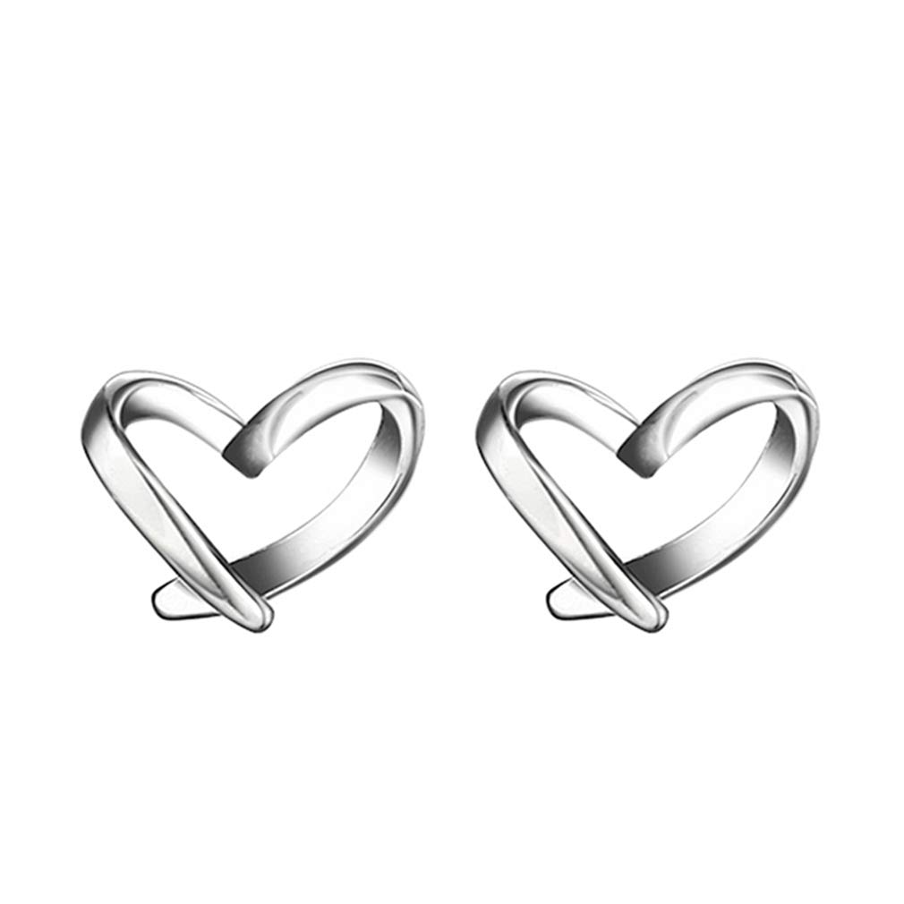 YAXUN 925 Sterling Silver Love Heart Stud Earrings Fashion Jewellery For Women and Girls