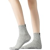 Verdancy Yoga Pilates Socks with Heart Accent Non-Slip Grips Cushioned Crew Socks for Barre Ballet Dance