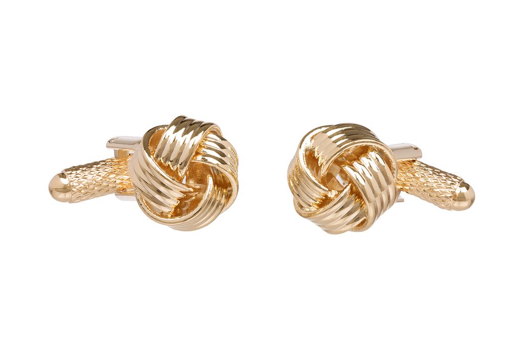 Classic Gold Coloured Twisted Knot Cufflinks In Onyx Art Box