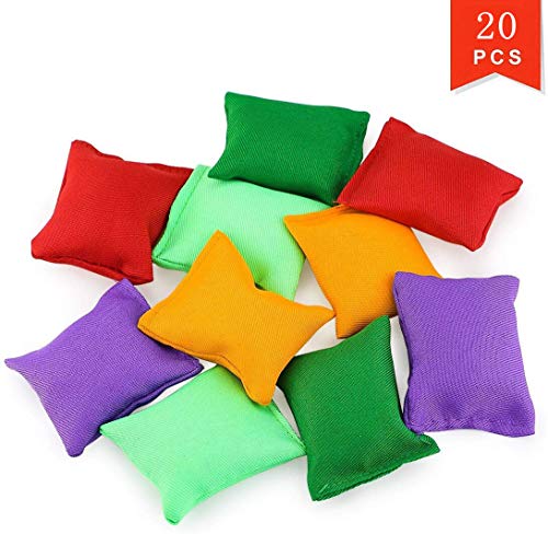 Hslife 20 Pack Colorful Nylon Bean Bags for Bean Bag Toss Game
