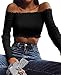 Floral Find Women's Sexy Off Shoulder Crop Tops Strapless Ruffle Casual Slim Tees