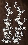 Two simple Sakura Flowers Iron on Embroidered Appliques Patch Japanese Chinese (White)