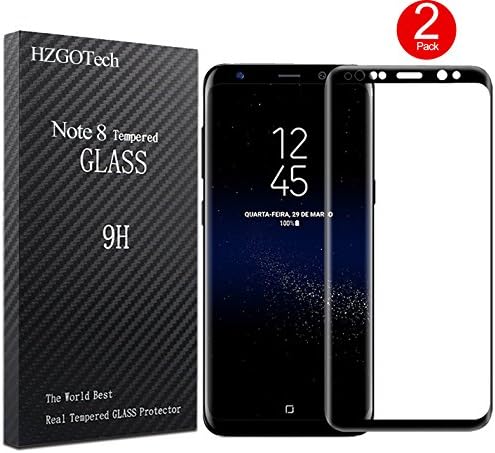 Galaxy Note 8 Screen Protector, HZGOTech Full Coverage / Bubble Free / Anti-Scratch / HD Clear 3D Curved Premium Tempered Glass Screen Protector Film for Samsung Galaxy Note 8 2017 - Black