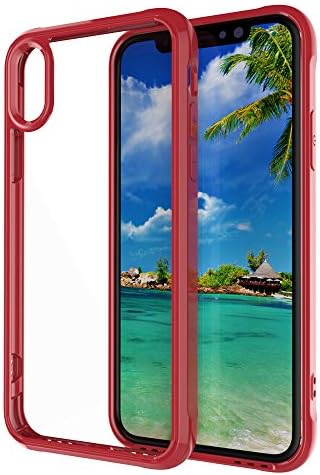 Iphone X Case,Hybrid Crystal Clear Slim PC &amp;TPU Case Cover Shock - Absorption Bumper and Anti-Scratch Clear Back Case for Apple iPhone X Case(Red)