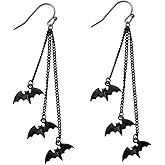 Bat Drop Dangle Earrings for Women Men Funny Black Bat Tassel Earrings Scary Halloween Cosplay Party Jewelry Gifts