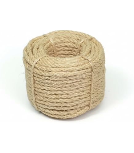 PerkDecor Natural Jute Rope - 5mm Thick X 150ft Long, 6-Ply Twisted For Crafts, Cat Trees, Gift Wrapping