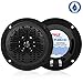 4 Inch Dual Marine Speakers - Waterproof and Weather Resistant Outdoor Audio Stereo Sound System with Polypropylene Cone, Cloth Surround and Low Profile Design - 1 Pair - PLMR41W (Black) primary