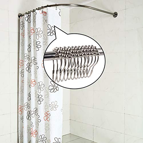Qulable Shower Curtain Hooks Rings, Rustproof Stainless Steel Heavy Duty Shower Hooks for Bathroom Shower Rods Curtains (12 Pack) - Thumbnail 4