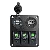 Proelectric-Green-LED-Light-1-Waterproof-MarineBoat-Car-Switch-Panel-3-Gang-USB-Charger-Voltage-Indicator-Power-Socket-5-pin-On-Off-Rocker-Switch