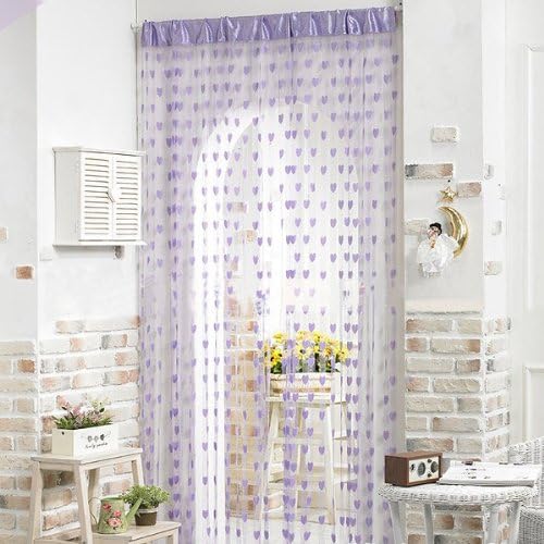 Hot Tassel Drape Heart Panel Line String Curtain For Door Window.