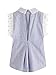 SheIn Women's Contrast Scallop Lace Trim Pinstripe Blouse Blue Small