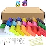 Maudre 24PCS DIY Colorful Clay,Soft Molding Craft Oven Baking Clay, Malleable Fimo Polymer Clay Plasticine Includes Tools，Accessories and Tutorials for Kids (24 Colors with tools and box)