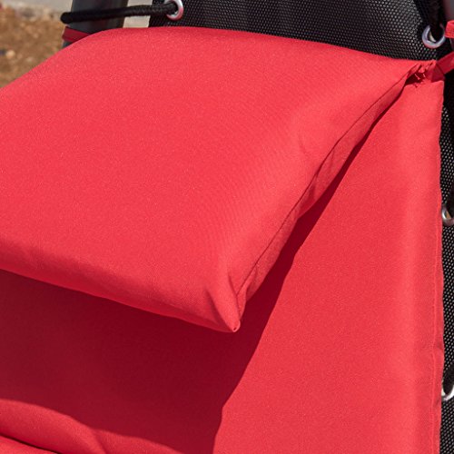 Finether Hanging Chaise Lounge Chair | Detachable Outdoor orIndoor Hammock Chair Swing with Arc Stand,Canopy,and Cushion for Patio,Beach,Yard,Garden,Red - Thumbnail 5