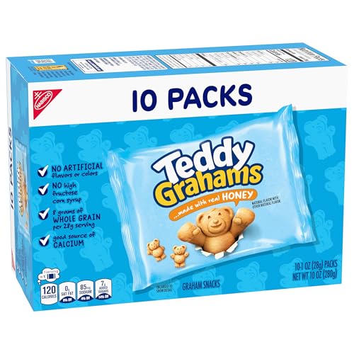 TEDDY GRAHAMS HONEY GRAHAM SNACKS, 10 KIDS SNACK PACKS