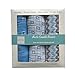 Muslin Baby Swaddle Blankets by LANCON Kids (3 Pack) - 100% Cotton, Soft, Stylish, Multi-Use Blankets 47 x 47 (Blue/Gray/White - Chevron, Square, Safari Collection)