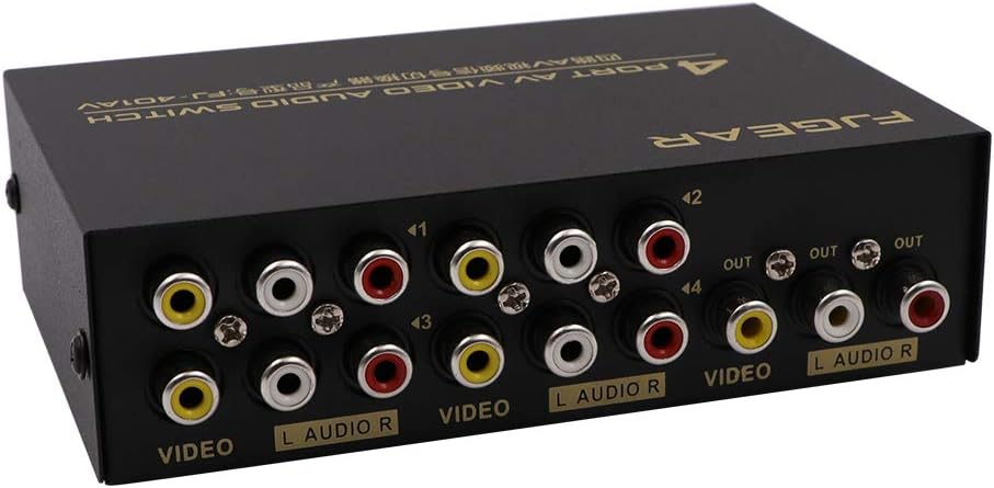 WYMECT 4-Port AV Switch RCA Switcher 4 in 1 Out Composite Video L/R Audio Selector Box for DVD VCR STB Game Consoles
