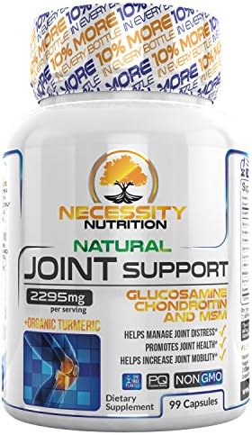 Joint Support Supplement Capsules Glucosamine Tumeric MSM Chondroitin - For Pain Relief Gluten Free Advanced Natural Health 99 Count Supports Healthy Cartilage Tissue Joints Non GMO Anti-Inflammatory
