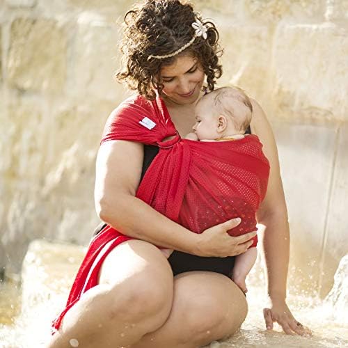 Beachfront Baby - Versatile Water & Warm Weather Ring Sling Baby Carrier | Made in USA with Safety Tested Fabric & Aluminum Rings | Lightweight, Quick Dry & Breathable (Tropical Punch, X-Long)