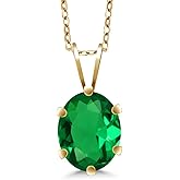 Gem Stone King 18K Yellow Gold Plated Silver Oval Necklace | Oval 8X6MM | Gold Pendant Necklace for Women | With 18 Inch Chain