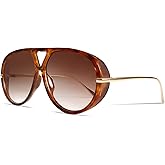 GUVIVI Retro Gold Aviator Sunglasses for Women Men, 2026 Metal Oversized 70s Aviators Black Sun Glasses