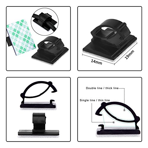 image for eBoot Upgraded (100 Pieces, 2 Sizes) Adhesive Cable Clips Car Cable Wi