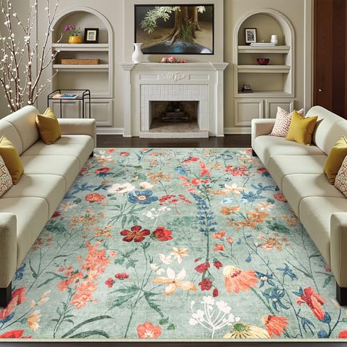 HUGEAR Teppich Wohnzimmer 200x300cm Grün Waschbarer Carpet Rug
