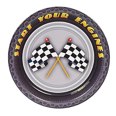 Racecar Racing Party Supplies 7" Paper Dessert Plate (8)