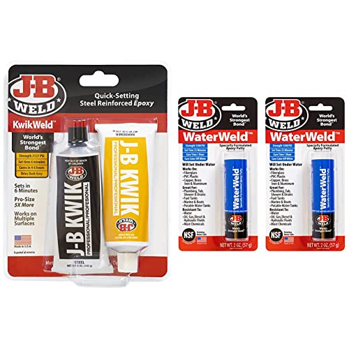 JB Weld 8271 KwikWeld Professional Size Steel Reinforced Epoxy Twin Pack 10 oz. & WaterWeld