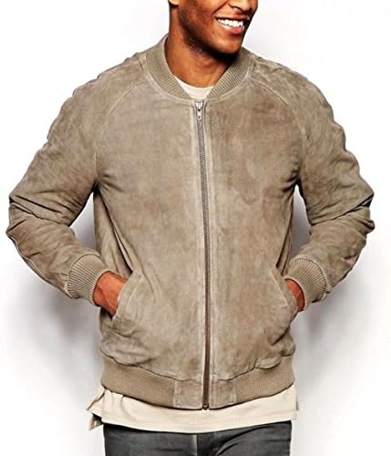 World of Leather Lambskin Suede Leather Jacket Bomber Biker Slim Fit Stylish