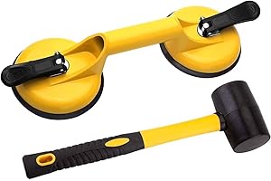 FCHO Floor Gap Fixer Tool for Laminate Floor Gap Repair Include Suction Cup and Mallet (Can't use on Scraped Surface Floor)-Yellow Kit
