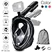 Jasonwell Snorkel Mask Full Face 180°Panoramic View Foldable Full Face Snorkeling Mask with Camera Mount Breathe Easy Snorkel Gear Set Anti-Fog Anti-Leak for Adults & Kids (Black L/XL)