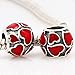 Vintage Love Heart Beads with Red Enamel-925 Sterling Silver Bead Charm Fit DIY Bracelet & Bangle DIY Jewelry (RED