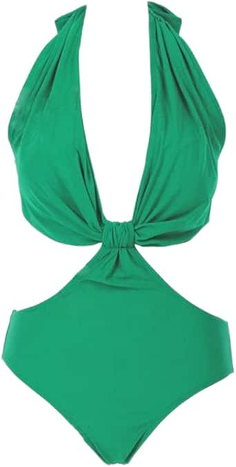 green halter neck swimsuit