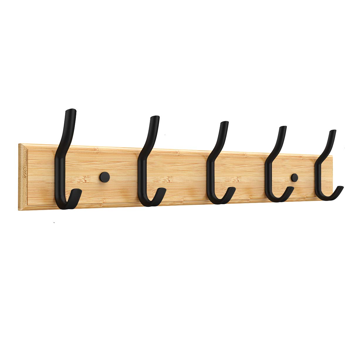 Anjuer Coat Rack Clothes Hanger 5 Hooks Hat Rack Heavy Duty Bamboo Board Hooks Black