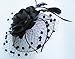 Fascinators Hats for Womens 50s Headwear with Veil Flower Cocktail Wedding Tea Party Church Derby Hat(1A-Black)