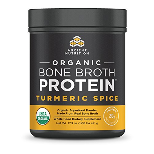 Ancient Nutrition Organic Bone Broth Protein Powder, Tumeric Spice Flavor, 17 Servings Size - Organic, Gut-Friendly, Paleo-Friendly