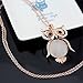 Latigerf Jewelry Women's Lucky Owl of Night Pendant Necklace and Long Chain Created-opal