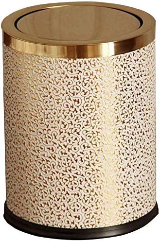 YGLight Waste Bin Dustbin Garbage Bin Hotel Household Office Wastebasket Waste-Paper Basket Standards General Rubbish Bins Practical Stainless Steel (Color : Gold, Size : 9L)