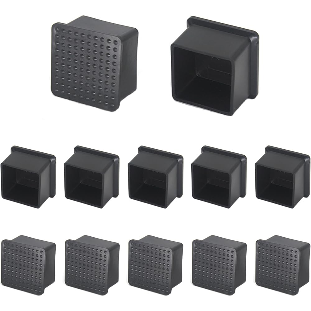Photo 1 of 12Pcs 2"x2" (50mmx50mm) Square Rubber Chair Leg Tips Caps, Table Leg Covers, Floor Protectors, End Caps for Furniture