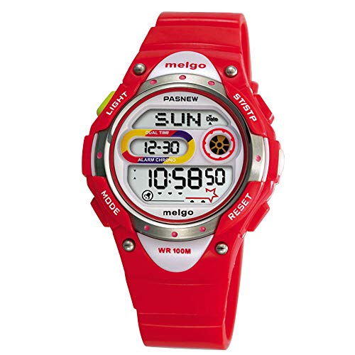 WISE Girls Watches, Waterproof Watches, LCD Digital Watches, Ladies Sports Casual Wrist Watches 2001d (Red)